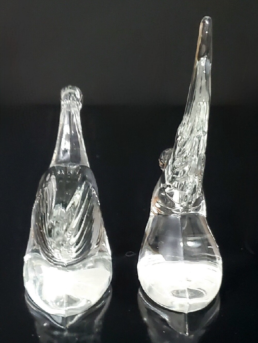 (2) Heisey Blown Clear Crystal Geese In Motion Figurines by Imperial Glass - Picture 11 of 16